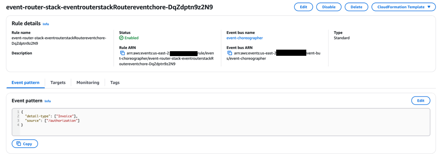 Event routing layer diagram showing EventBridge routing to SNS topics for fanout across partitions